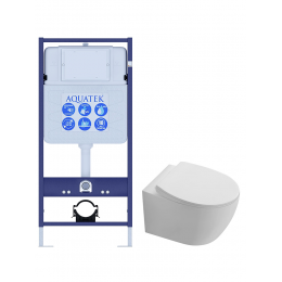 Комплект унитаз с инсталляцией и сиденьем микролифт Aquatek Сириус SET AQUATEK СИРИУС безободковый