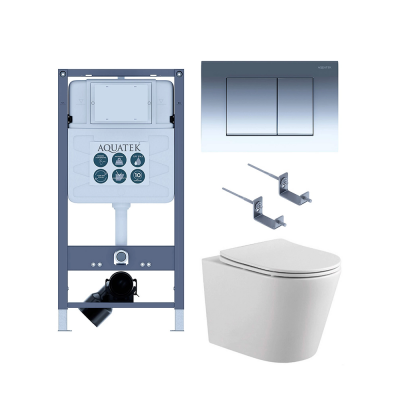 Комплект унитаз с инсталляцией, кнопкой и сиденьем микролифт SET AQUATEK ВЕГА T PNS002 безободковый купить с доставкой. 100% Оригинал. Гарантия!