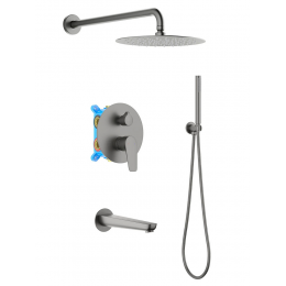 AQ1173BGM БЕТТА Set 4 в 1 душевой комплект, оружейная сталь