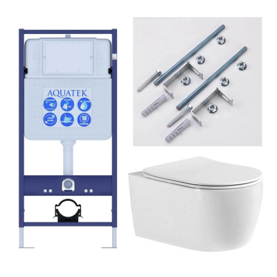 Комплект унитаз с инсталляцией и сиденьем микролифт Aquatek Европа Set AQUATEK ЕВРОПА new cm T безободковый купить с доставкой. 100% Оригинал. Гарантия!