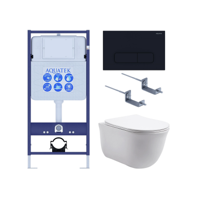 Комплект унитаз с инсталляцией, кнопкой и сиденьем SET AQUATEK КЛАССИК-017 4в1 купить с доставкой. 100% Оригинал. Гарантия!