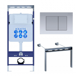 Инсталляция для подвесного унитаза Aquatek Easy Fix 50 INS-0000010, кнопка смыва хром + крепеж Инсталляция для подвесного унитаза Aquatek Easy Fix 50 INS-0000010, кнопка смыва хром + крепеж