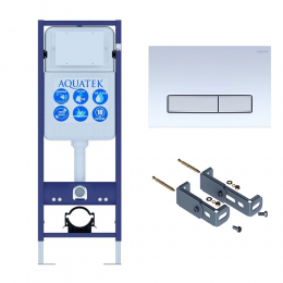 Инсталляция для подвесного унитаза Aquatek Standart 37 INS-0000017, кнопка смыва белая + крепеж