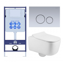 Комплект унитаз с инсталляцией, кнопкой и сиденьем микролифт Aquatek Лугано SET AQUATEK ЛУГАНО-019 4в1 безободковый Комплект унитаз с инсталляцией, кнопкой и сиденьем микролифт Aquatek Лугано SET AQUATEK ЛУГАНО-019 4в1 безободковый