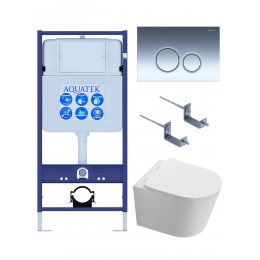 Комплект унитаз с инсталляцией и сиденьем микролифт Aquatek Таурус LM безободковый