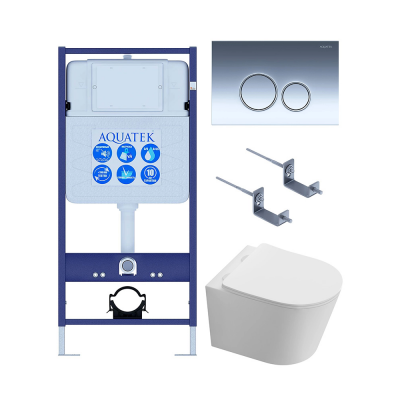 Комплект унитаз с инсталляцией и сиденьем микролифт Aquatek Таурус LM безободковый купить с доставкой. 100% Оригинал. Гарантия!