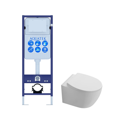 Комплект унитаз с инсталляцией и сиденьем микролифт Aquatek SET AQUATEK СИРИУС-INS17 безободковый купить с доставкой. 100% Оригинал. Гарантия!