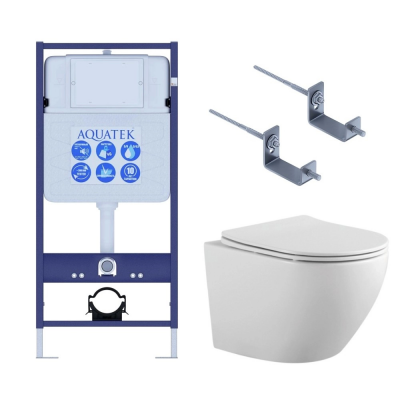 Комплект унитаз с инсталляцией и сиденьем микролифт Set AQUATEK ЕВРОПА-KKI2 безободковый купить с доставкой. 100% Оригинал. Гарантия!