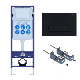 Инсталляция для подвесного унитаза Aquatek Standart 37 INS-0000017, кнопка смыва черная + крепеж