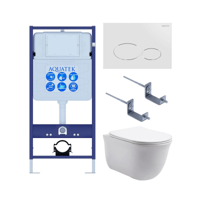 Комплект унитаз с инсталляцией и сиденьем микролифт SET AQUATEK КЛАССИК-071 4в1 безободковый купить с доставкой. 100% Оригинал. Гарантия!