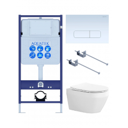 Комплект унитаз с инсталляцией, кнопкой и сиденьем SET AQUATEK ЛЕЯ T-KKI01-013 безободковый Комплект унитаз с инсталляцией, кнопкой и сиденьем SET AQUATEK ЛЕЯ T-KKI01-013 безободковый