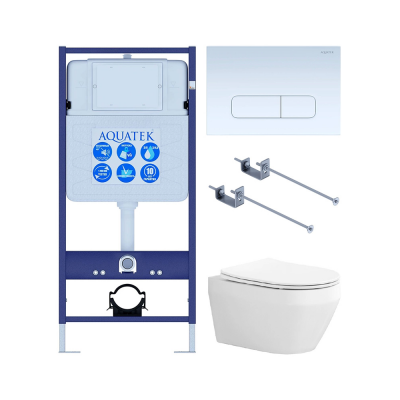 Комплект унитаз с инсталляцией, кнопкой и сиденьем SET AQUATEK ЛЕЯ T-KKI01-013 безободковый купить с доставкой. 100% Оригинал. Гарантия! Комплект унитаз с инсталляцией, кнопкой и сиденьем SET AQUATEK ЛЕЯ T-KKI01-013 безободковый купить с доставкой. 100% Оригинал. Гарантия!