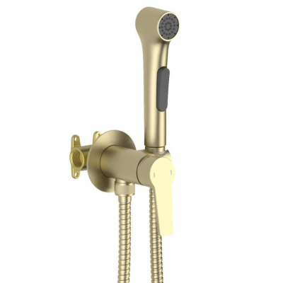 AQ1719BG ЛУГАНО комплект для гигиенического душа встроенный (смеситель + гигиеническая лейка + шланг), шлиф. золото купить с доставкой. 100% Оригинал. Гарантия!
