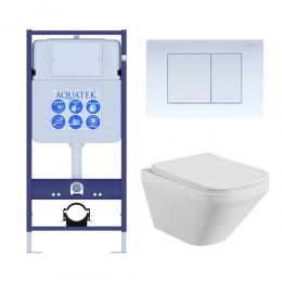 Комплект унитаз с инсталляцией с кнопкой Aquatek Лира SET AQUATEK ЛИРА-009 4в1 безободковый