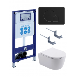 Комплект унитаз с инсталляцией, кнопкой и сиденьем SET AQUATEK ЕВРОПА New-069 4в1 безободковый