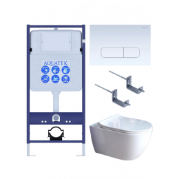 Комплект унитаз с инсталляцией, кнопкой и сиденьем микролифт Aquatek Поларис SET AQUATEK ПОЛАРИС-01-013 4в1 безободковый Комплект унитаз с инсталляцией, кнопкой и сиденьем микролифт Aquatek Поларис SET AQUATEK ПОЛАРИС-01-013 4в1 безободковый