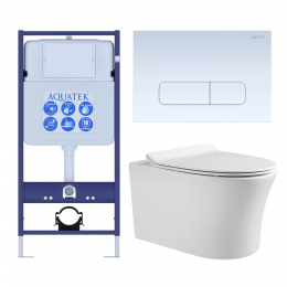 Комплект унитаз с инсталляцией, кнопкой и сиденьем микролифт Aquatek Ника SET AQUATEK НИКА-013 4в1 безободковый Комплект унитаз с инсталляцией, кнопкой и сиденьем микролифт Aquatek Ника SET AQUATEK НИКА-013 4в1 безободковый