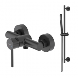 AQ1360MB ЕВРОПА смеситель для душа, матовый черный + AQ2012MB ЕВРОПА душевой гарнитур 1jet 65 см, матовый черный