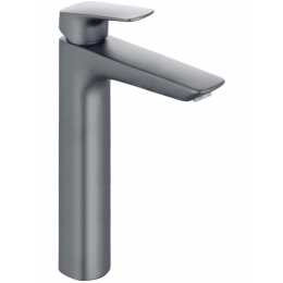 AQ1004BGM ВЕГА смеситель для раковины высокий 227 без донного клапана, оружейная сталь