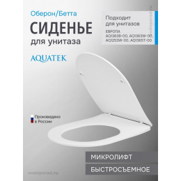 Сиденье для унитаза с крышкой быстросъемное с микролифтом Aquatek Оберон/Бетта AQ5026-00