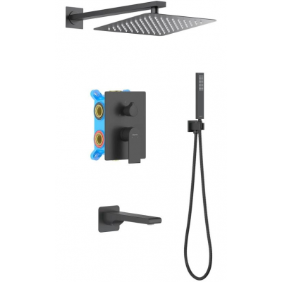 Set 4 в 1 душевой комплект AQUATEK, матовый черный AQ1473MB ЛИРА купить с доставкой. 100% Оригинал. Гарантия!