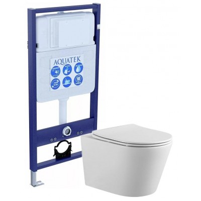 Комплект унитаз с инсталляцией и сиденьем микролифт Aquatek Вега SET AQUATEK ВЕГА безободковый купить с доставкой. 100% Оригинал. Гарантия!