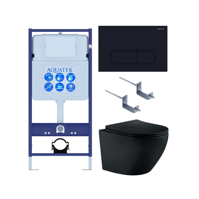 Комплект унитаз с инсталляцией, кнопкой и сиденьем микролифт SET AQUATEK ЕВРОПА MB-017 4в1 безободковый купить с доставкой. 100% Оригинал. Гарантия!