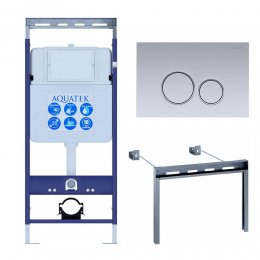 Инсталляция для подвесного унитаза Aquatek Easy Fix 50 INS-0000010, кнопка смыва хром + крепеж Инсталляция для подвесного унитаза Aquatek Easy Fix 50 INS-0000010, кнопка смыва хром + крепеж