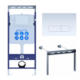 Инсталляция для подвесного унитаза Aquatek Easy Fix 50 INS-0000010, кнопка смыва белая + крепеж Инсталляция для подвесного унитаза Aquatek Easy Fix 50 INS-0000010, кнопка смыва белая + крепеж