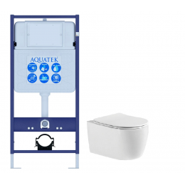 Комплект унитаз с инсталляцией и сиденьем микролифт Aquatek Европа Set AQUATEK ЕВРОПА New cm безободковый