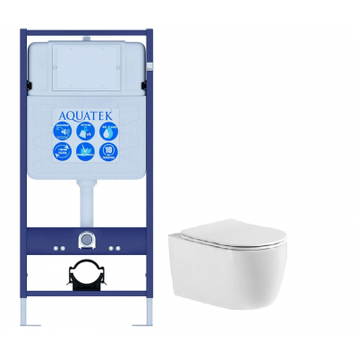Комплект унитаз с инсталляцией и сиденьем микролифт Aquatek Европа Set AQUATEK ЕВРОПА New cm безободковый купить с доставкой. 100% Оригинал. Гарантия!