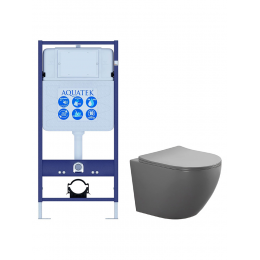 Комплект унитаз с инсталляцией и сиденьем микролифт SET AQUATEK ЕВРОПА-MG безободковый