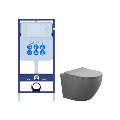 Комплект унитаз с инсталляцией и сиденьем микролифт SET AQUATEK ЕВРОПА-MG безободковый купить с доставкой. 100% Оригинал. Гарантия!