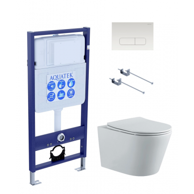Комплект унитаз с инсталляцией, кнопкой и сиденьем Aquatek Вега SET AQUATEK ВЕГА-1905-013 KK-1 безободковый купить с доставкой. 100% Оригинал. Гарантия!