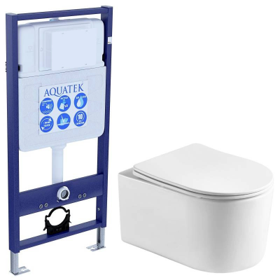 Комплект унитаз с инсталляцией и сиденьем микролифт Aquatek Мия SET AQUATEK МИЯ Т безободковый купить с доставкой. 100% Оригинал. Гарантия!