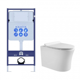 Комплект унитаз с инсталляцией и сиденьем микролифт Aquatek Ника SET AQUATEK НИКА безободковый
