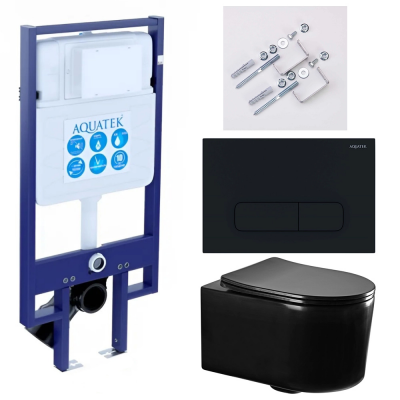 Комплект унитаз с инсталляцией, кнопкой и сиденьем микролифт Aquatek Мия SET AQUATEK МИЯ-MB-017 4в1 купить с доставкой. 100% Оригинал. Гарантия!