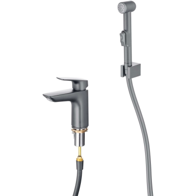 AQ1012BGM ВЕГА смеситель для раковины 97 с гигиеническим ручным душем, оружейная сталь купить с доставкой. 100% Оригинал. Гарантия!