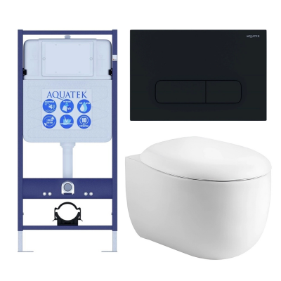 Комплект унитаз с инсталляцией, кнопкой и сиденьем микролифт Aquatek Альтаир SET AQUATEK АЛЬТАИР cm-017 4в1 безободковый купить с доставкой. 100% Оригинал. Гарантия!