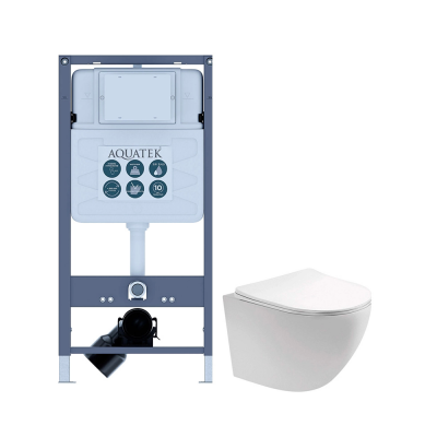 Комплект унитаз с инсталляцией и сиденьем микролифт Aquatek SET AQUATEK ЕВРОПА-INSP01 безободковый купить с доставкой. 100% Оригинал. Гарантия!