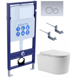 Комплект унитаз с инсталляцией, кнопкой и сиденьем Aquatek Standart SET AQUATEK МИЯ-019 4в1 Комплект унитаз с инсталляцией, кнопкой и сиденьем Aquatek Standart SET AQUATEK МИЯ-019 4в1