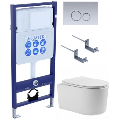 Комплект унитаз с инсталляцией, кнопкой и сиденьем Aquatek Standart SET AQUATEK МИЯ-019 4в1 купить с доставкой. 100% Оригинал. Гарантия!