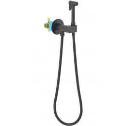 Комплект для гигиенического душа встроенный (смеситель с прогрессивным картриджем + гигиеническая лейка + шланг) AQUATEK, матовый черный AQ1024MB ОБЕРОН