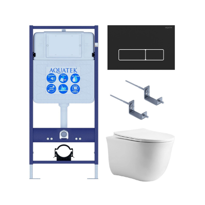 Комплект унитаз с инсталляцией, кнопкой и сиденьем SET AQUATEK КЛАССИК cm-064 4в1 безободковый купить с доставкой. 100% Оригинал. Гарантия!