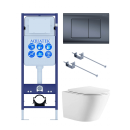 Комплект унитаз с инсталляцией, кнопкой и сиденьем SET AQUATEK ЛИБЕРТИ-033 KKI-1 безободковый Комплект унитаз с инсталляцией, кнопкой и сиденьем SET AQUATEK ЛИБЕРТИ-033 KKI-1 безободковый