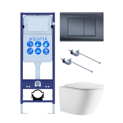 Комплект унитаз с инсталляцией, кнопкой и сиденьем SET AQUATEK ЛИБЕРТИ-033 KKI-1 безободковый купить с доставкой. 100% Оригинал. Гарантия!