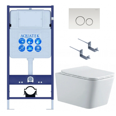 Комплект унитаз с инсталляцией с кнопкой Aquatek Либра SET AQUATEK ЛИБРА N KDI15 безободковый купить с доставкой. 100% Оригинал. Гарантия!