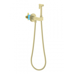 AQ1024BG ОБЕРОН комплект для гигиенического душа встроенный (смеситель + гигиеническая лейка + шланг), шлиф. золото