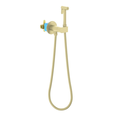 AQ1024BG ОБЕРОН комплект для гигиенического душа встроенный (смеситель + гигиеническая лейка + шланг), шлиф. золото купить с доставкой. 100% Оригинал. Гарантия!