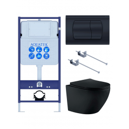 Комплект унитаз с инсталляцией и сиденьем микролифт SET AQUATEK ЕВРОПА MB-049 4в1 безободковый